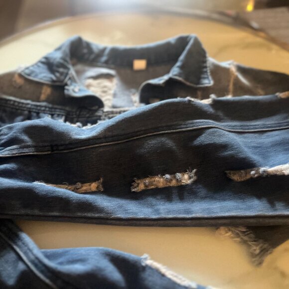 Boho Distressed Jean Jacket - Picture 2 of 3